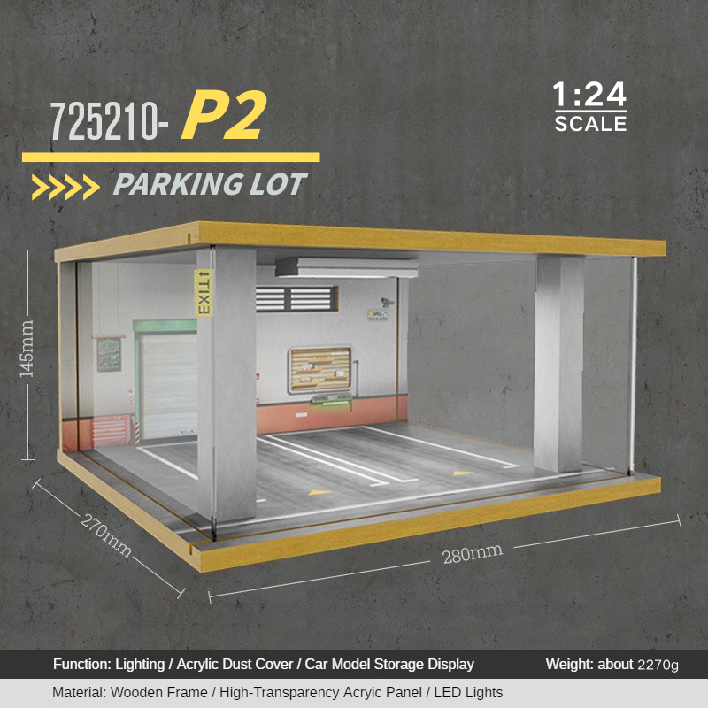 1:24 wooden garage diorama model – Acrylic Dust Cover Display - Dadai Models