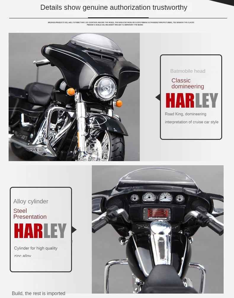 1:12 Harley-Davidson Scale Model Touring Die-cast Motorcycle – Collectible Display - Dadai Models