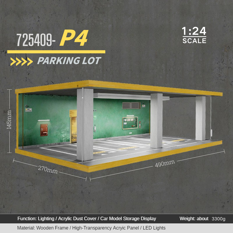 1:24 wooden garage diorama model – Acrylic Dust Cover Display - Dadai Models