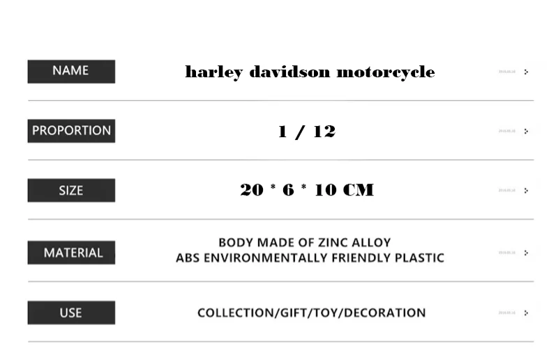 1:12 Harley-Davidson Scale Model Touring Die-cast Motorcycle – Collectible Display - Dadai Models