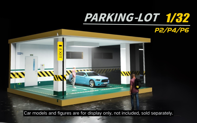 1:32 LED Simulation Wooden Garage Model - DIY Car Parking Scene with Dust Cover for Realistic Display - Dadai Models