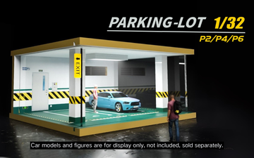 1:32 LED Simulation Wooden Garage Model - DIY Car Parking Scene with Dust Cover for Realistic Display - Dadai Models