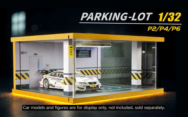 1:32 LED Simulation Wooden Garage Model - DIY Car Parking Scene with Dust Cover for Realistic Display - Dadai Models