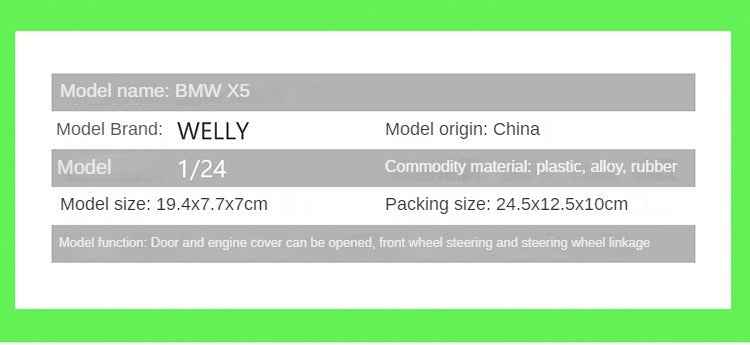 1:24 Licensed BMW X5 Diecast Model Car | Collectible SUV for Car Enthusiasts - Dadai Models