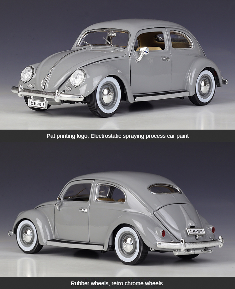 1:18 Volkswagen Beetle 1955 Die-cast Model – Official Scale Alloy Collectible - Dadai Models