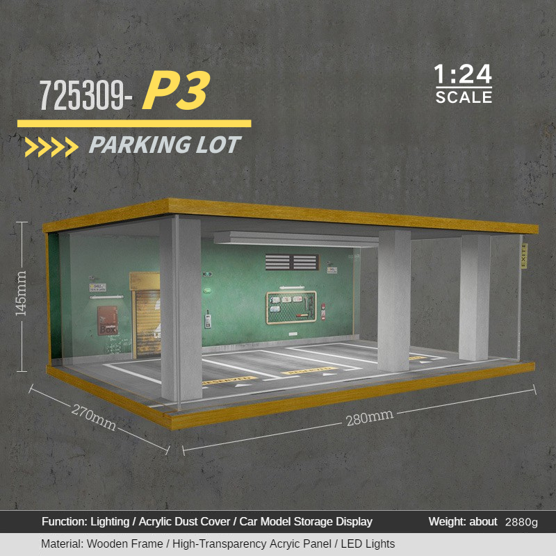 1:24 wooden garage diorama model – Acrylic Dust Cover Display - Dadai Models