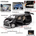 1:18 Toyota Alphard Alloy Diecast MPV / Minivan Model Car – Power Sliding Door Light-Sound