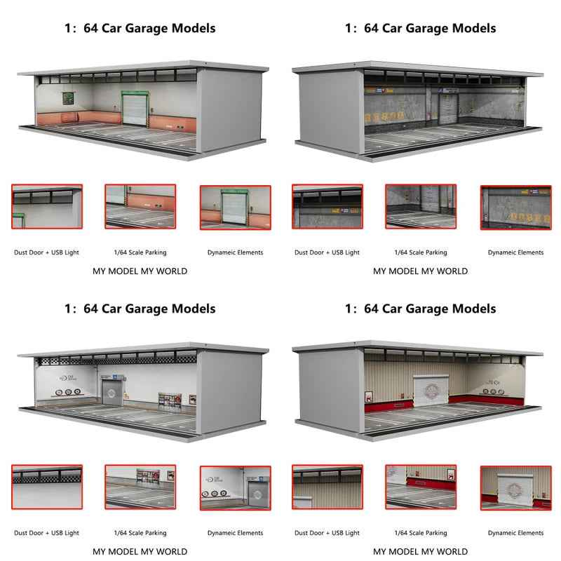 1:64 Model Parking Lot Diorama with Lights - Realistic Car Parking Space Simulation - Dadai Models