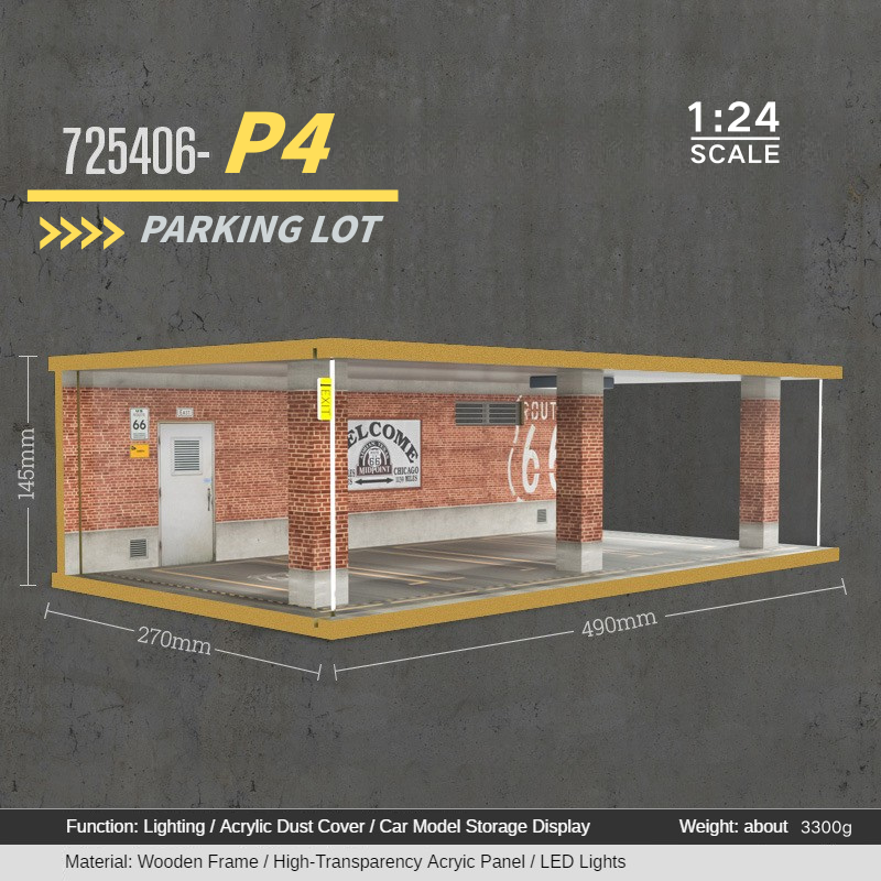 1:24 wooden garage diorama model – Acrylic Dust Cover Display - Dadai Models