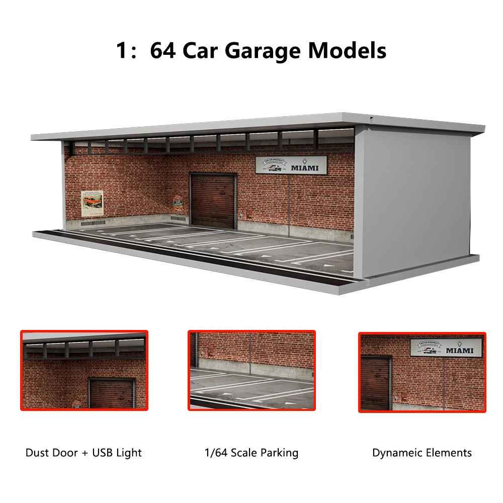 1:64 Model Parking Lot Diorama with Lights - Realistic Car Parking Space Simulation - Dadai Models