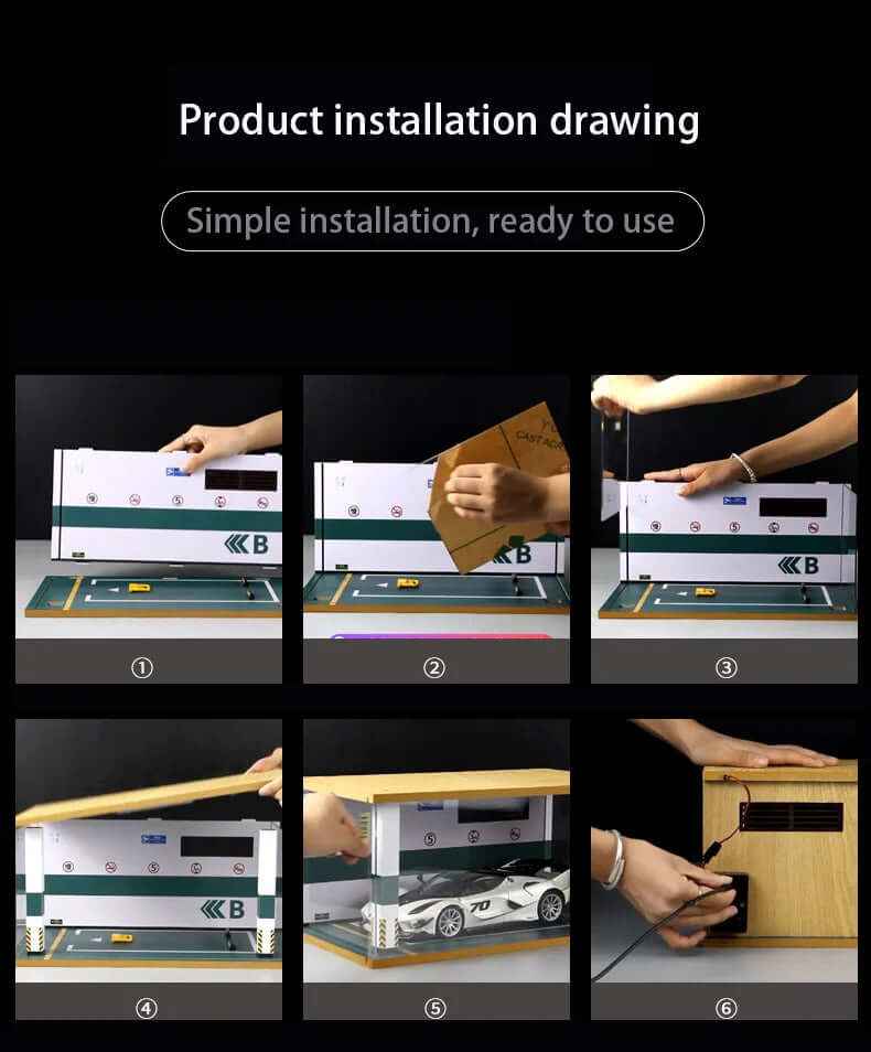 1:24 garage diorama model – Wooden Model with Acrylic Dust Cover - Dadai Models