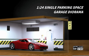 1:24 garage diorama model – Wooden Model with Acrylic Dust Cover - Dadai Models