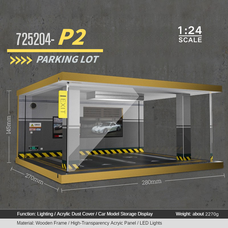 1:24 wooden garage diorama model – Acrylic Dust Cover Display - Dadai Models