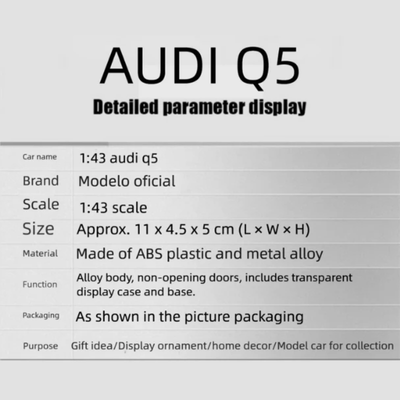1:43 Audi Q5 Scale Model - Official Die-cast Collectible Miniature - Dadai Models