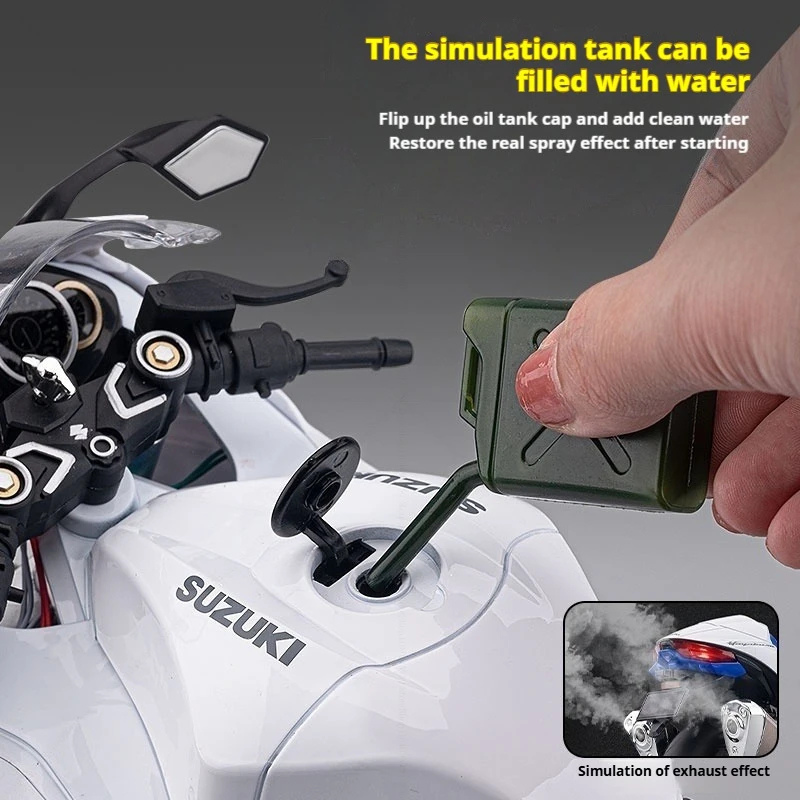1:6 Suzuki Hayabusa Motorcycle Model with Start & Dual Smoke Effect - Dadai Models