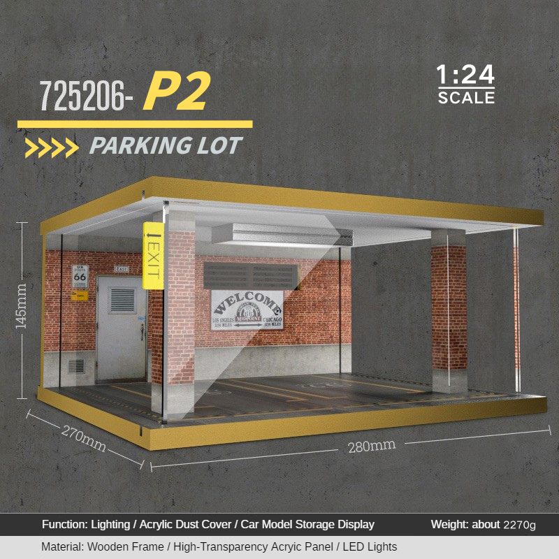 1:24 wooden garage diorama model – Acrylic Dust Cover Display - Dadai Models