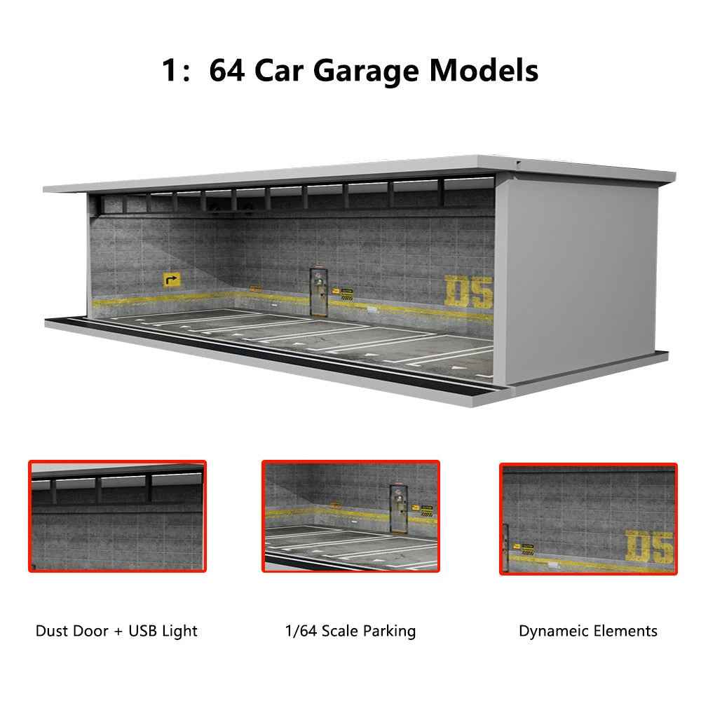 1:64 Model Parking Lot Diorama with Lights - Realistic Car Parking Space Simulation - Dadai Models