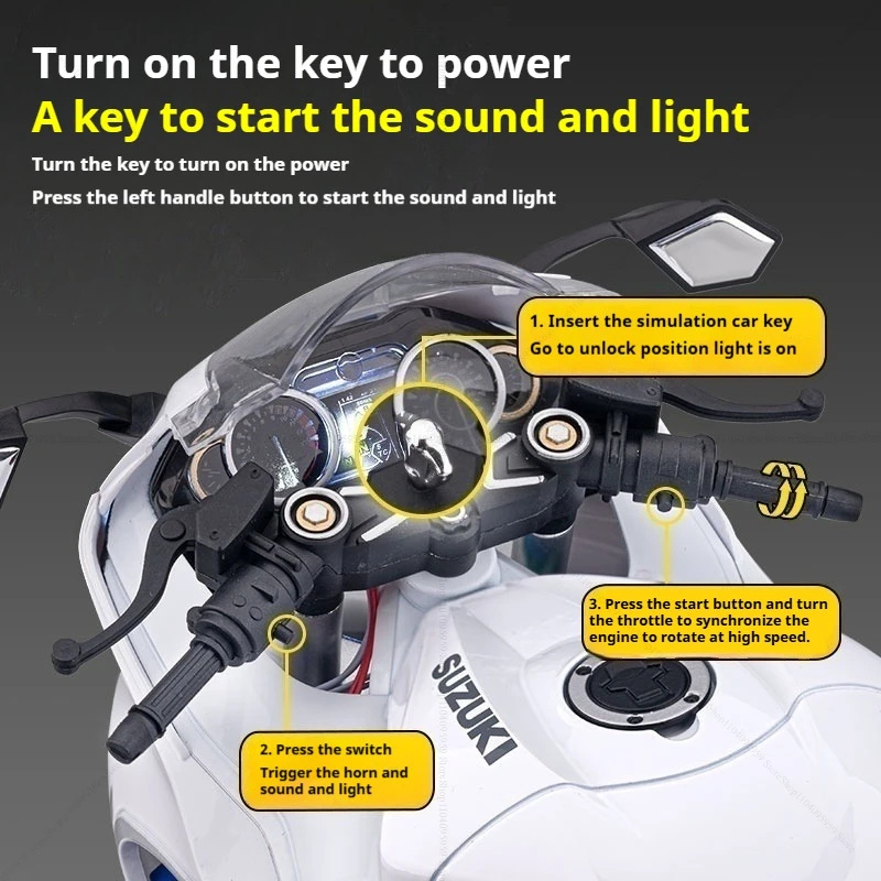1:6 Suzuki Hayabusa Motorcycle Model with Start & Dual Smoke Effect - Dadai Models