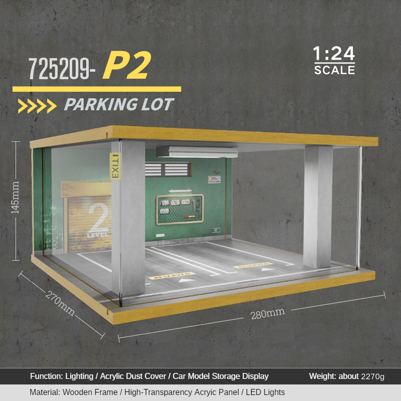 1:24 wooden garage diorama model – Acrylic Dust Cover Display - Dadai Models
