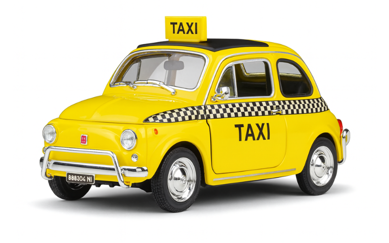 1:24 Nuova Fiat 500 Taxi Alloy Diecast Model Car Collectible