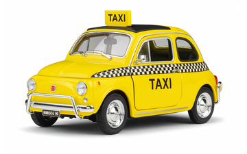 1:24 Nuova Fiat 500 Taxi Alloy Diecast Model Car Collectible
