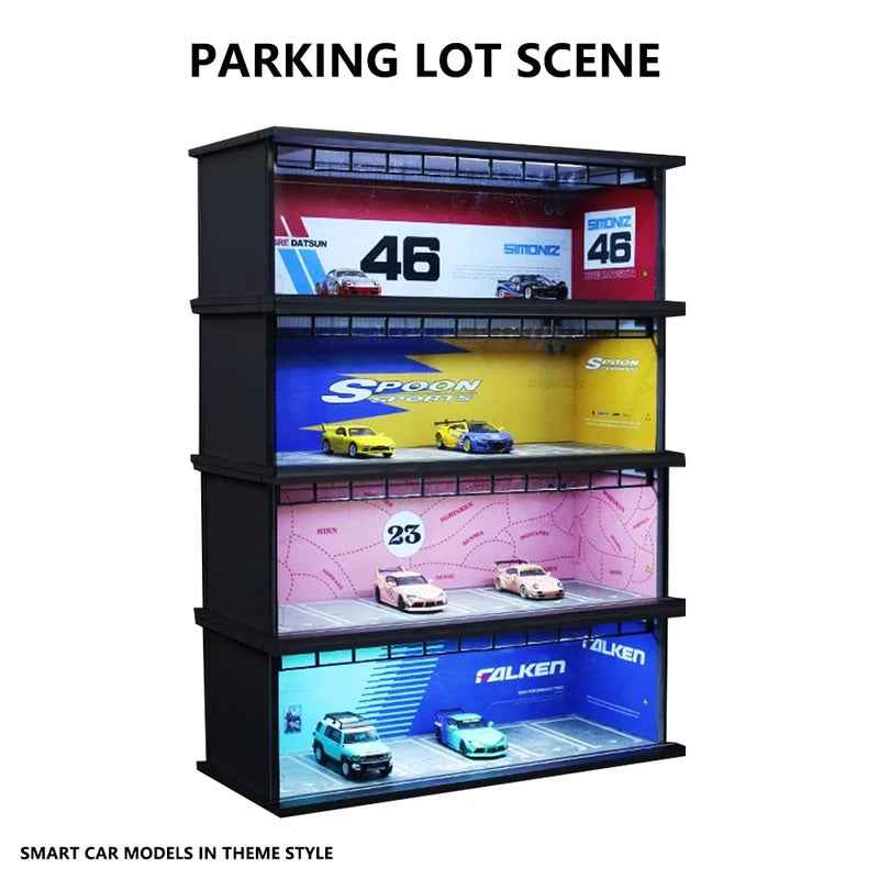 1:64 Model Parking Lot Diorama with Lights - Realistic Car Parking Space Simulation - Dadai Models