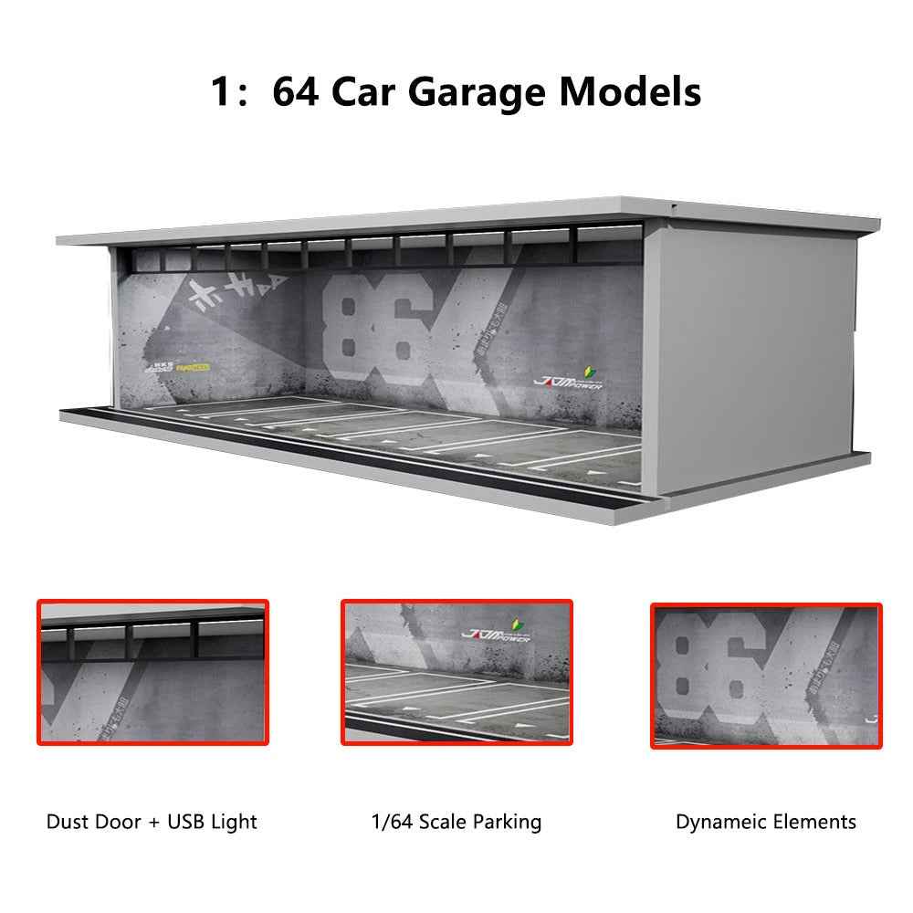 1:64 Model Parking Lot Diorama with Lights - Realistic Car Parking Space Simulation - Dadai Models
