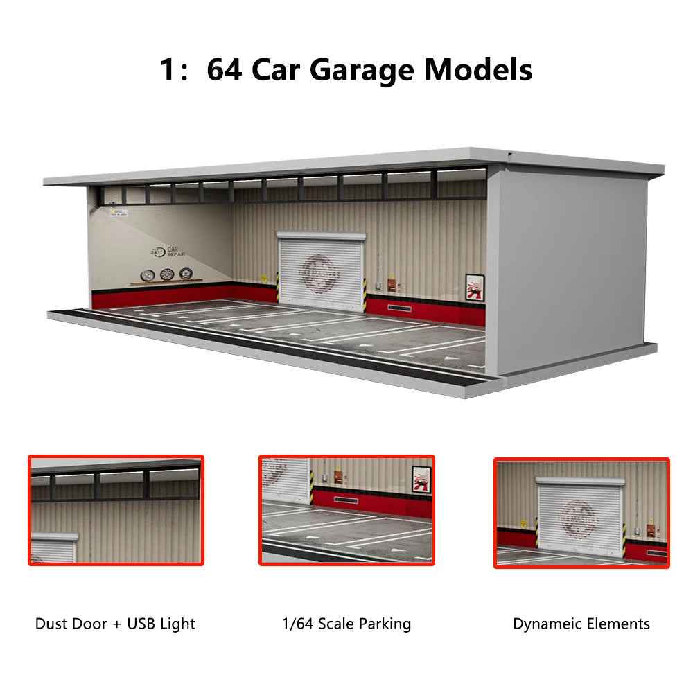 1:64 Model Parking Lot Diorama with Lights - Realistic Car Parking Space Simulation - Dadai Models
