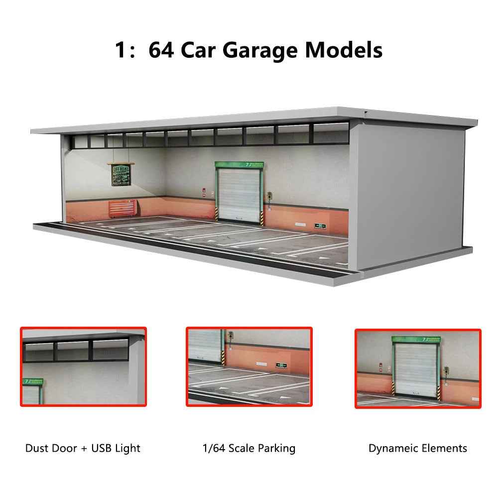 1:64 Model Parking Lot Diorama with Lights - Realistic Car Parking Space Simulation - Dadai Models